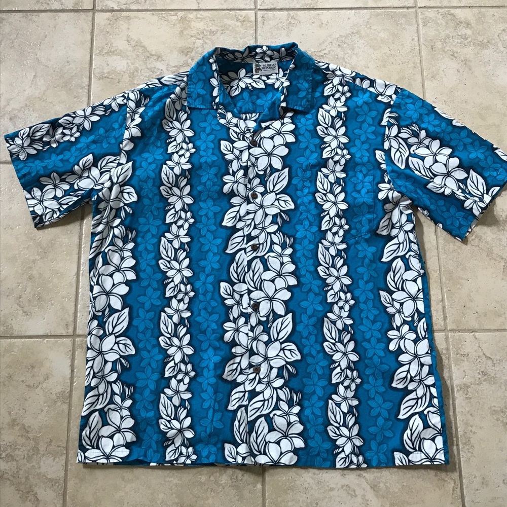 Vintage blue Aloha Republic, Hawaiian Aloha shirt